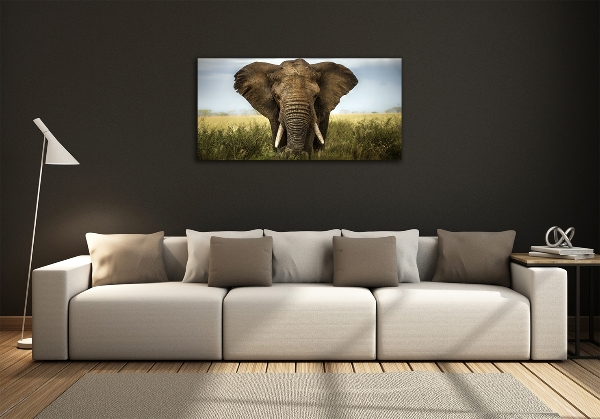 Glass art picture Elephant in the savanna