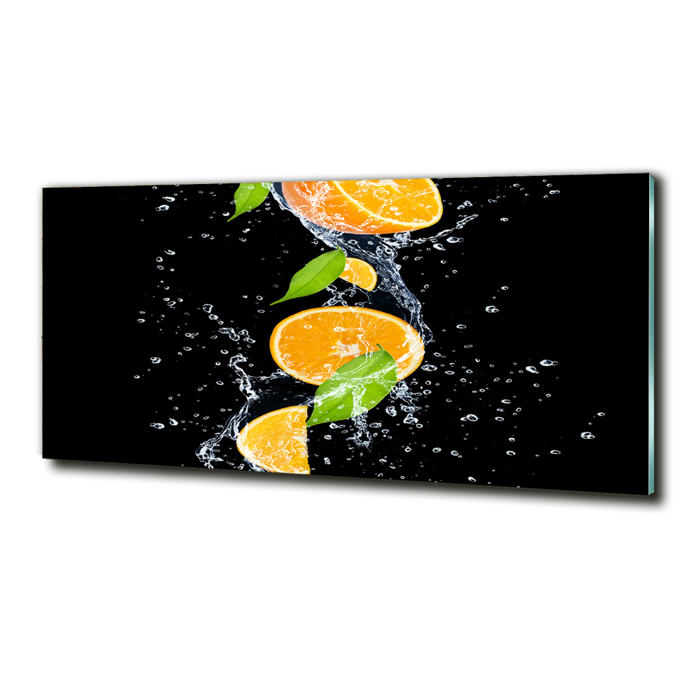 Photo printed on glass Oranges and water