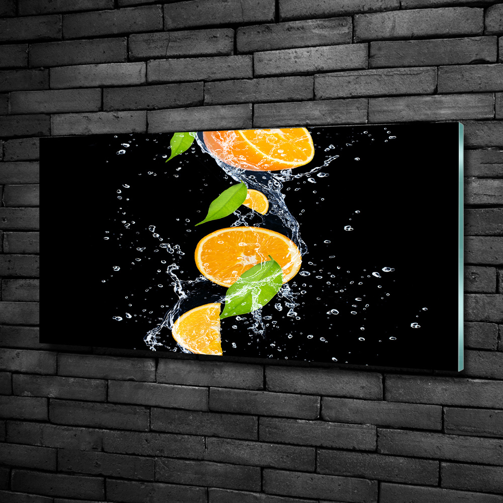 Photo printed on glass Oranges and water