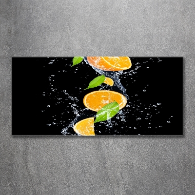 Photo printed on glass Oranges and water