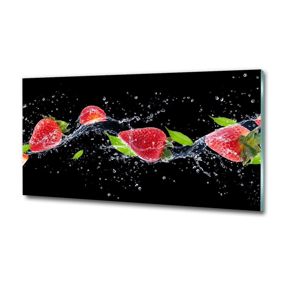 Photo printed on glass Strawberries and water