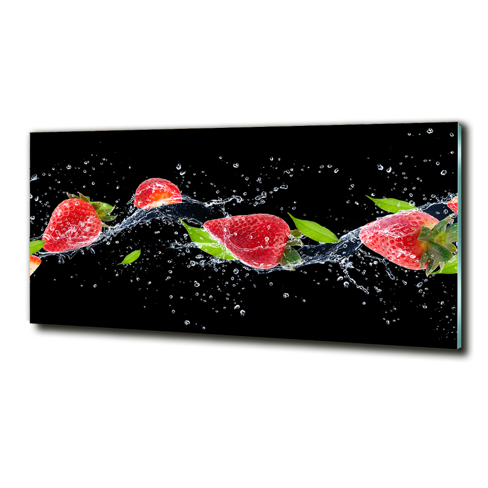 Photo printed on glass Strawberries and water