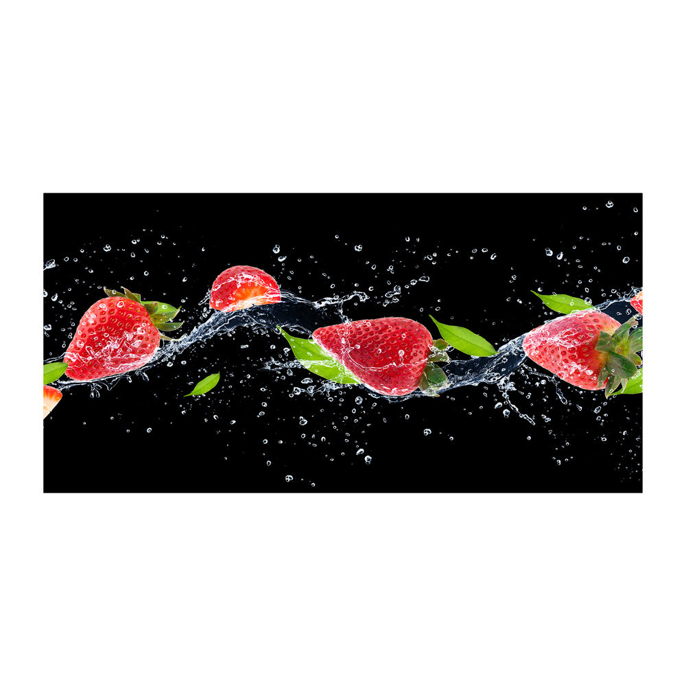 Photo printed on glass Strawberries and water