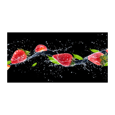 Photo printed on glass Strawberries and water