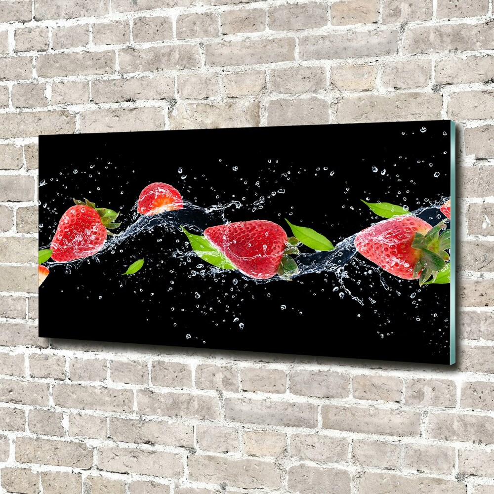 Photo printed on glass Strawberries and water