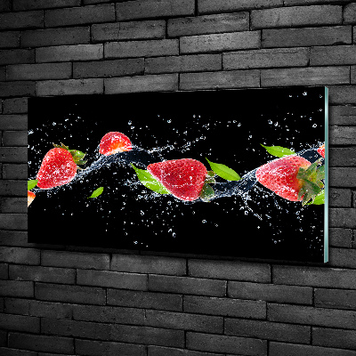 Photo printed on glass Strawberries and water