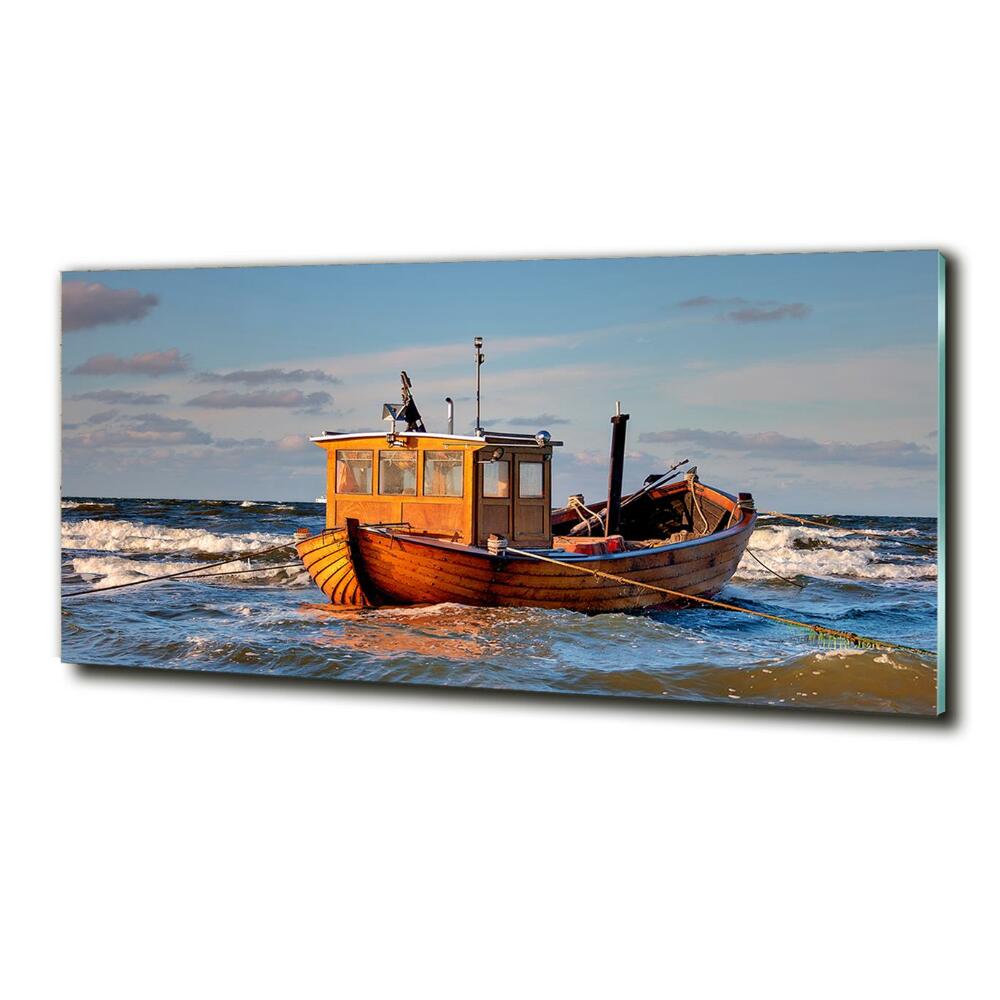 Glass picture print Fishing boat