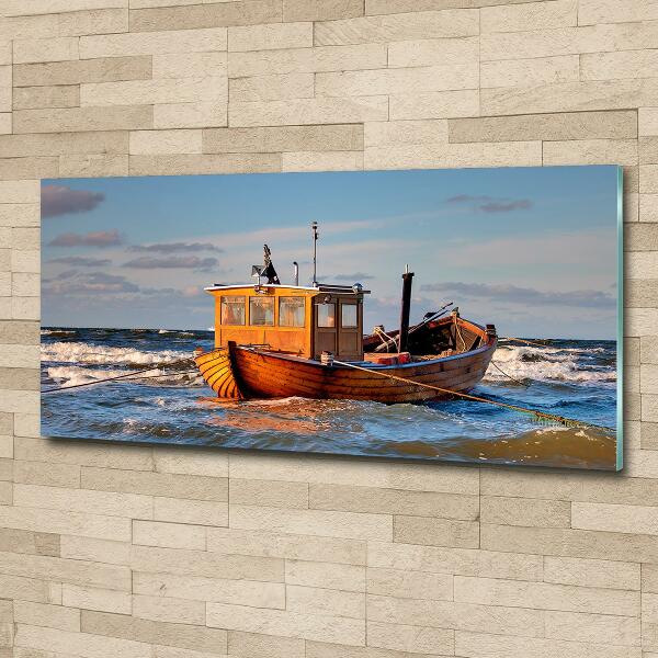 Glass picture print Fishing boat