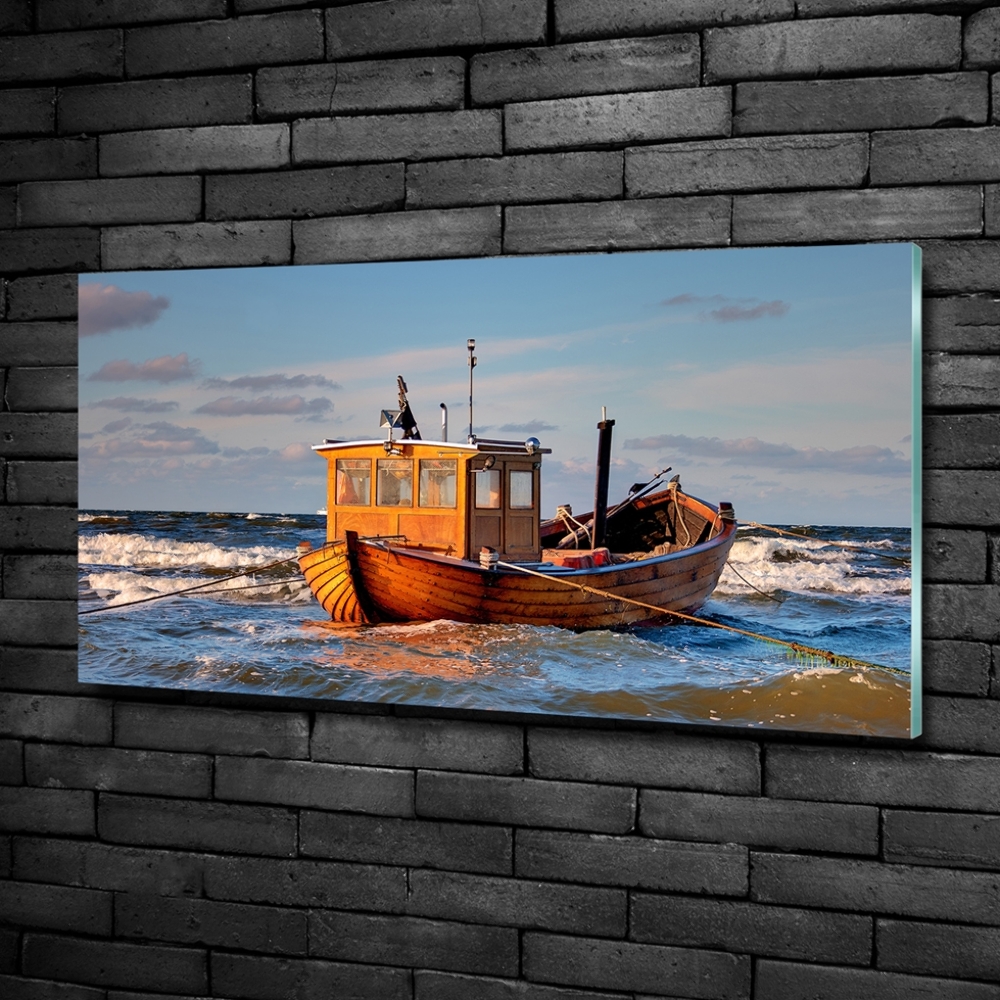 Glass picture print Fishing boat