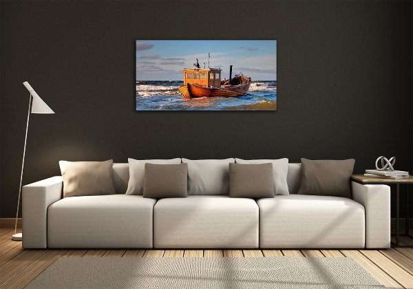 Glass picture print Fishing boat