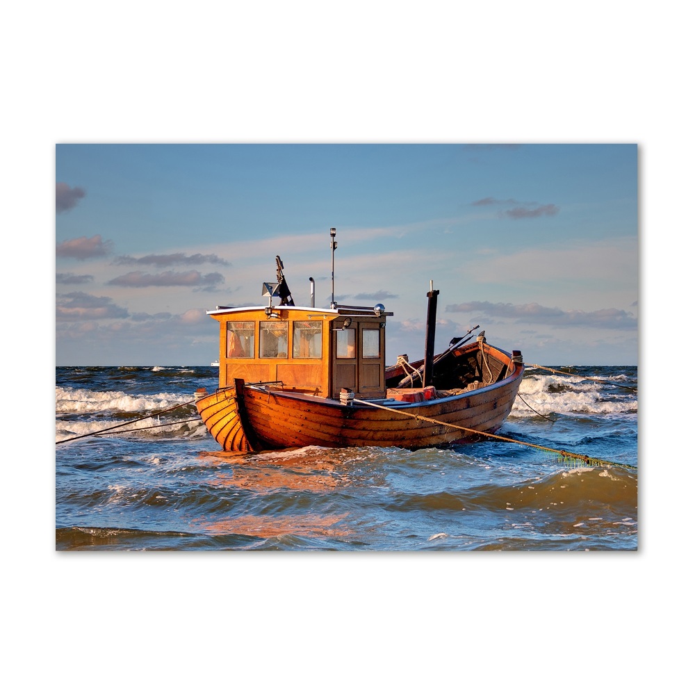 Glass picture print Fishing boat