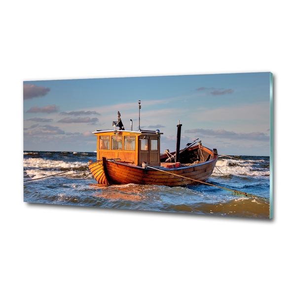 Glass picture print Fishing boat