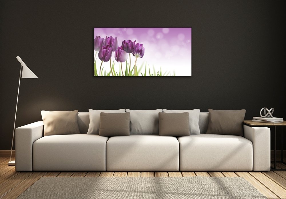 Printed glass wall art Fillet tulips