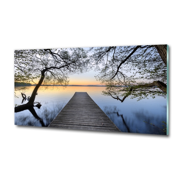 Glass picture print Pier by the lake