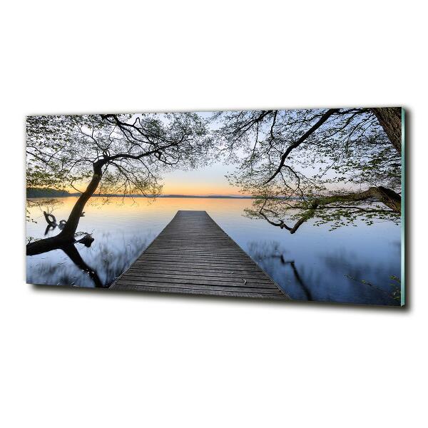 Glass picture print Pier by the lake