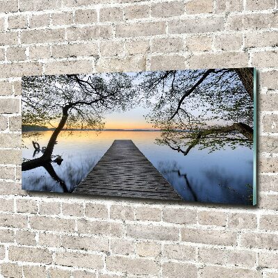 Glass picture print Pier by the lake