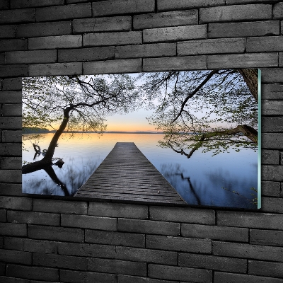 Glass picture print Pier by the lake