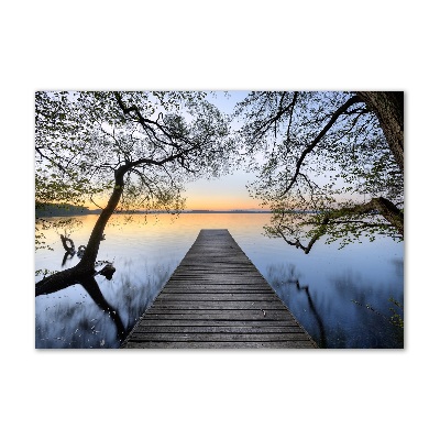 Glass picture print Pier by the lake