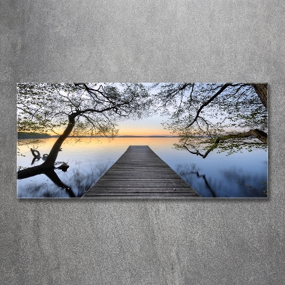 Glass picture print Pier by the lake