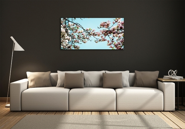 Glass picture wall art Magnolia flowers