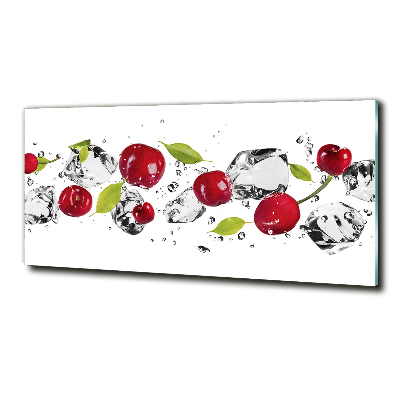 Photo printed on glass Cherries and water