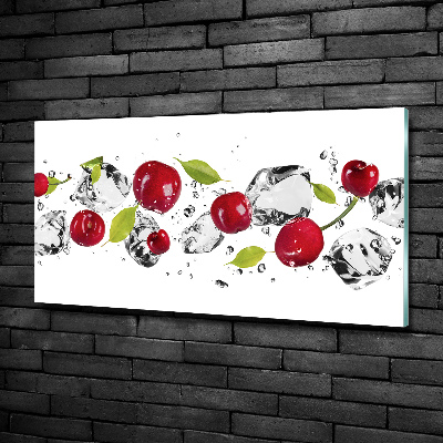 Photo printed on glass Cherries and water