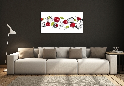 Photo printed on glass Cherries and water