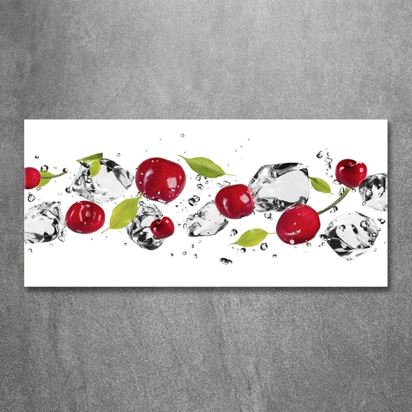 Photo printed on glass Cherries and water