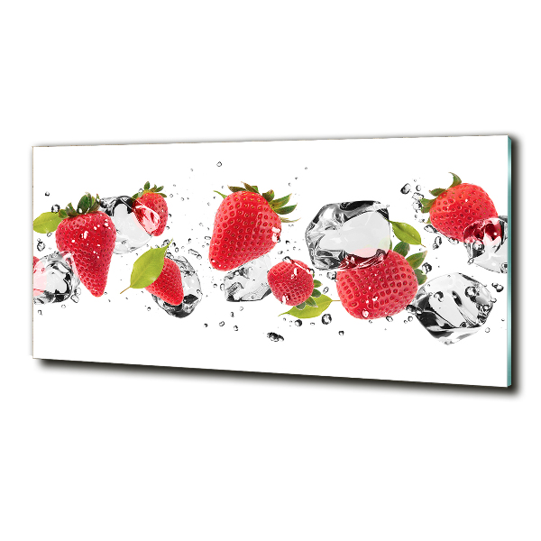 Glass art picture Strawberries and water