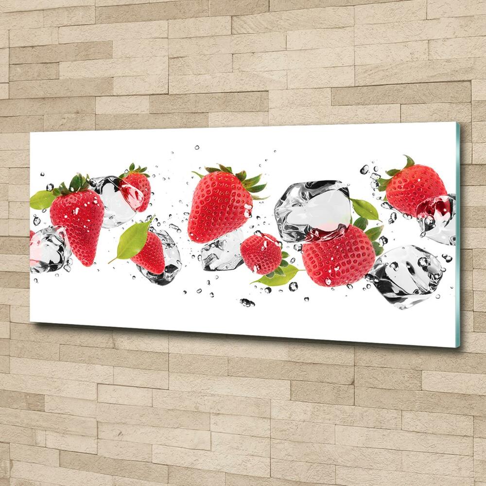 Glass art picture Strawberries and water