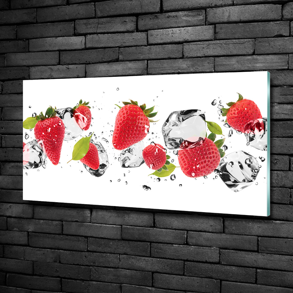 Glass art picture Strawberries and water