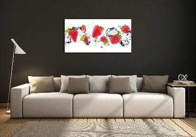 Glass art picture Strawberries and water