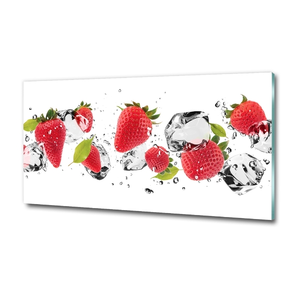 Glass art picture Strawberries and water