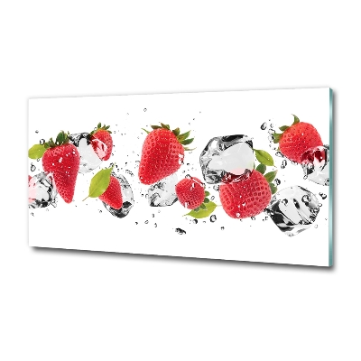 Glass art picture Strawberries and water