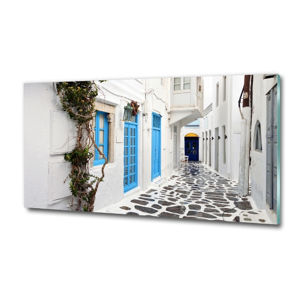 Glass art picture Greek streets