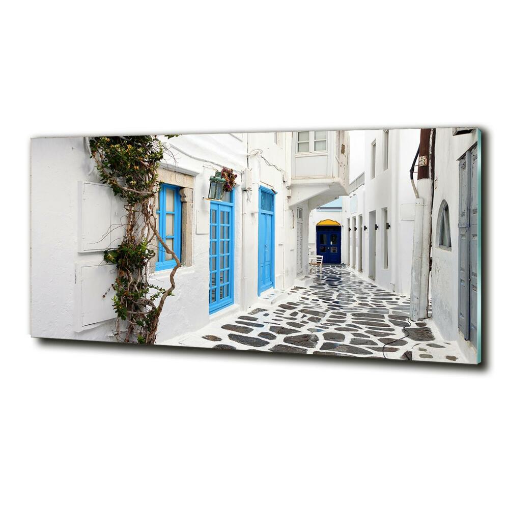 Glass art picture Greek streets