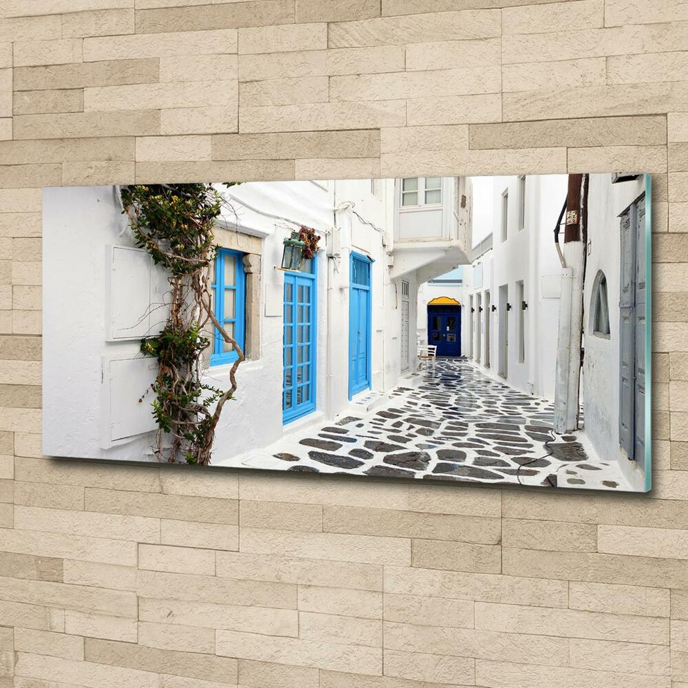 Glass art picture Greek streets