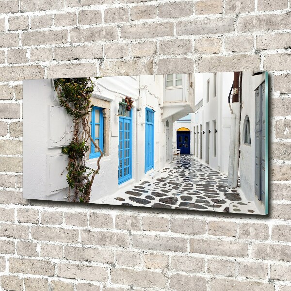 Glass art picture Greek streets