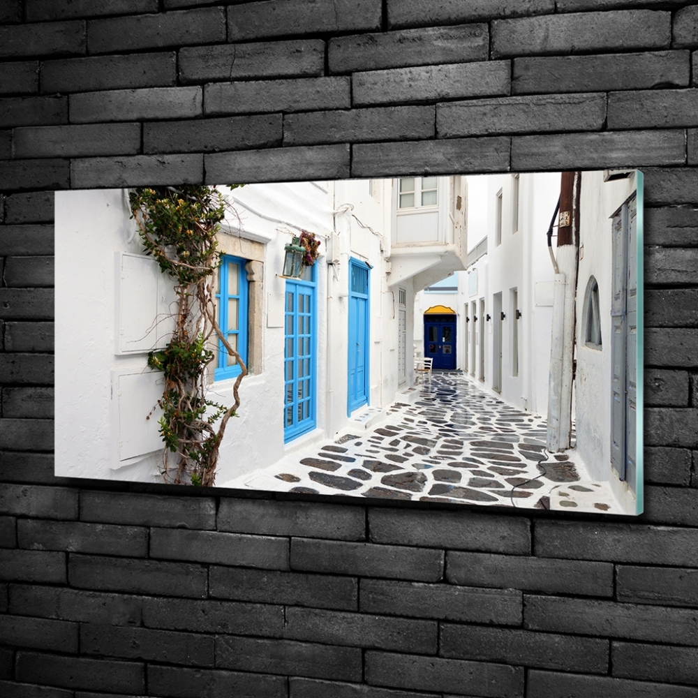 Glass art picture Greek streets