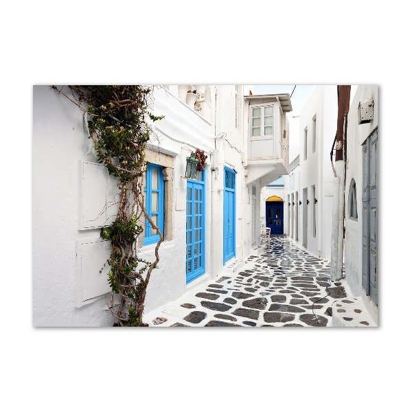 Glass art picture Greek streets