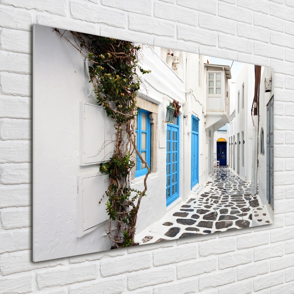 Glass art picture Greek streets