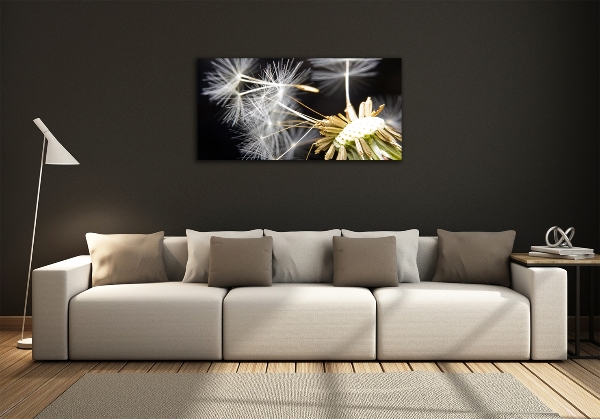 Glass picture wall art Dandelion seeds