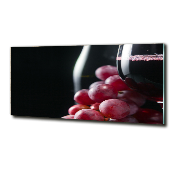 Glass art picture Grapes and wine