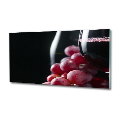 Glass art picture Grapes and wine