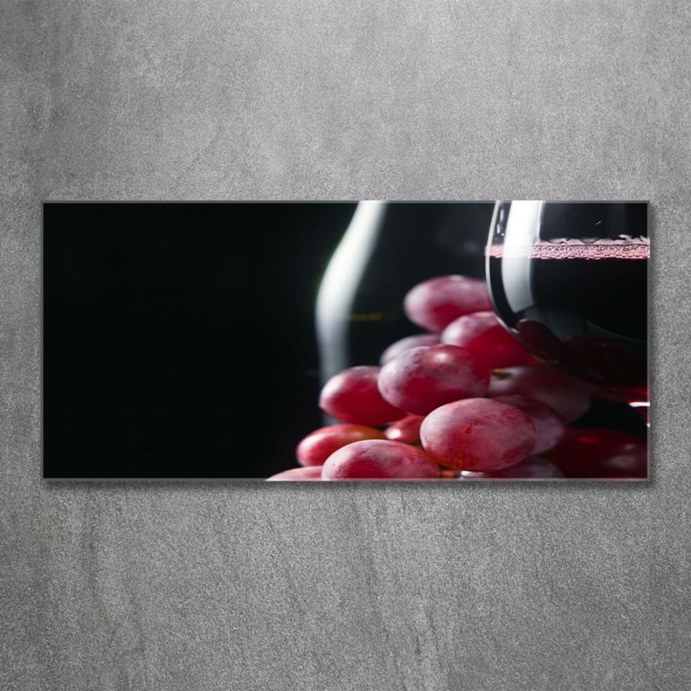 Glass art picture Grapes and wine