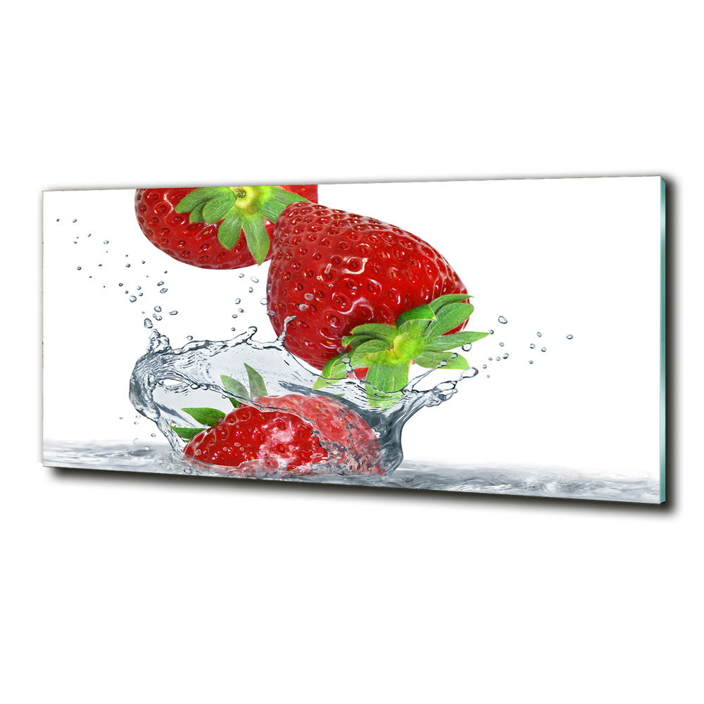 Photo printed on glass Strawberries and water