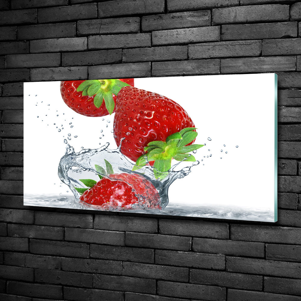 Photo printed on glass Strawberries and water