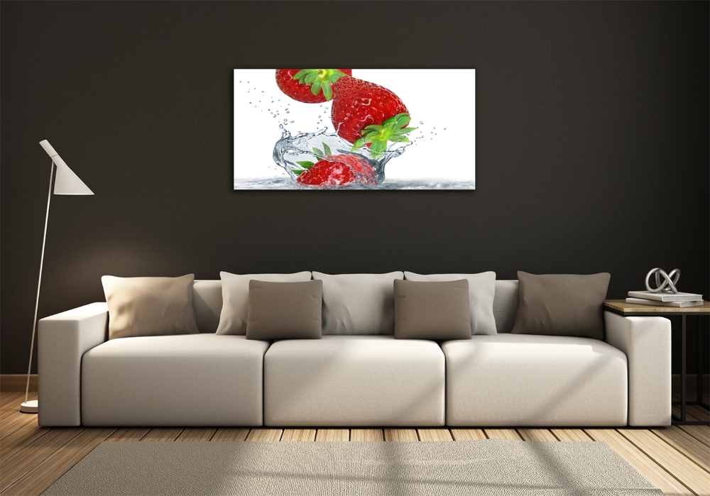 Photo printed on glass Strawberries and water