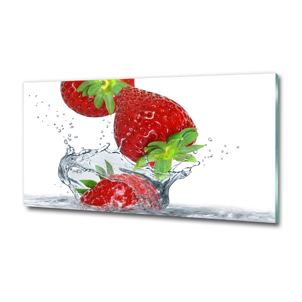 Photo printed on glass Strawberries and water