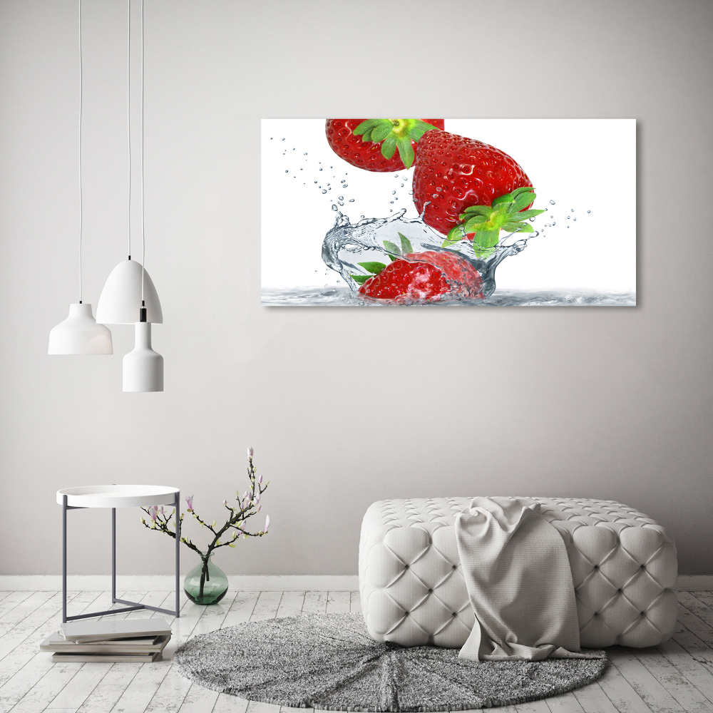 Photo printed on glass Strawberries and water